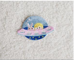 Patch cute cartoon space astronaut planet embroidery patch rabbit bag clothes patch self-adhesive.