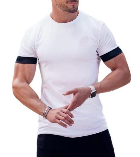 Summer Leisure Sports Fitness Men's Solid Color Moisture wicking Round Neck T-shirt