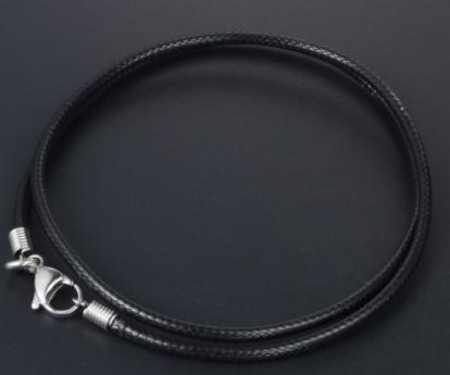 Titanium steel buckle simple black woven linen wax rope necklace