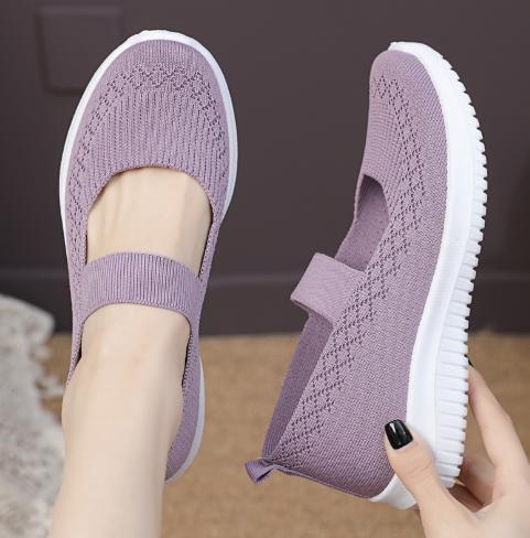 Women's spring and autumn cloth shoes breathable one-pedal anti-slip shoes for middle-aged and elderly people