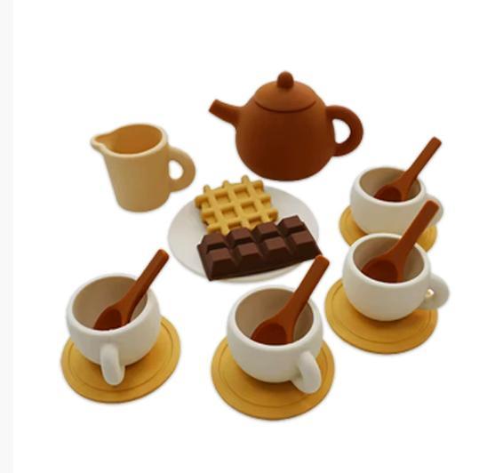 Silicone children's play house toy set simulation teacups teapot