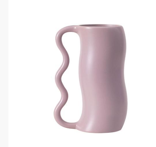 Modern wave handle ceramic vase ornaments creative living room flower arrangement home decorations